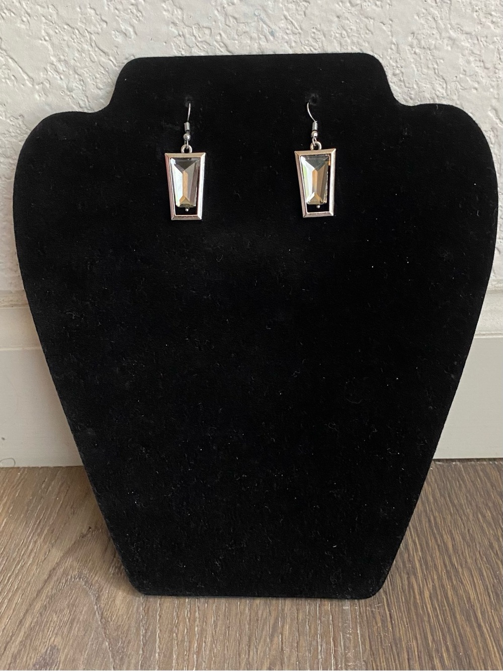 Crystal Drop Rectangle Earrings